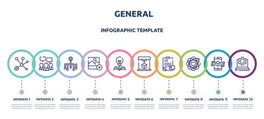 Wall Mural - general concept infographic design template. included advertising networks, brand engagement, classification, add photos, energy efficiency, 3d printing, credit report, core values, information