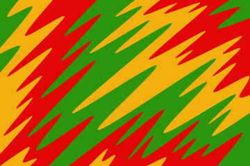 Abstract background with colorful wavy line pattern and with Jamaican color theme