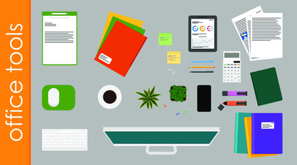 Wall Mural - Vector flat illustration of office tools