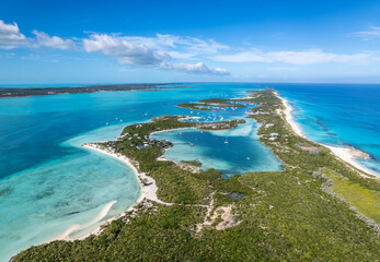 Wall Mural - The drone aerial view of t Stocking Island, Great Exuma, Bahamas.