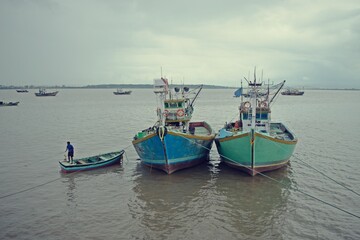 Wall Mural - fishing boats in the harbor