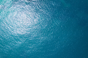 Sticker - Sea surface aerial view,Bird eye view photo of blue waves and water surface texture Blue sea background Beautiful nature Amazing view