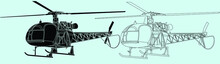 Aerospatiale AS 313B Alouette II,Adult Military Helicopter Coloring Page For Book. Copter And Aircraft