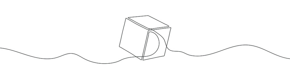 Wall Mural - continuous line drawing of cube icon. cube linear icon. one line drawing background. vector illustra