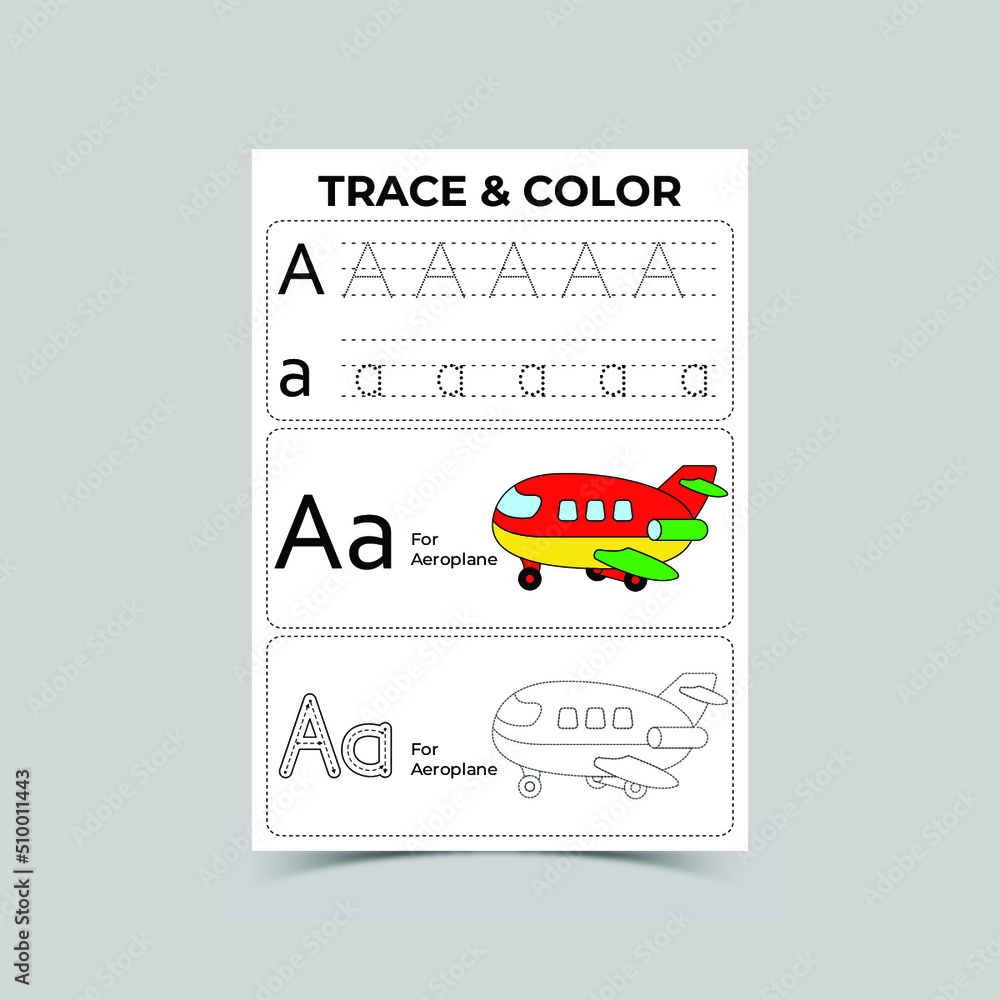 Letter or alphabet tracing and color printable worksheet for preschool ...