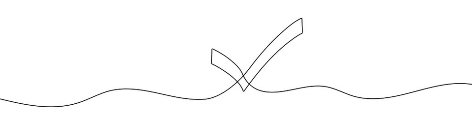 Canvas Print - continuous line drawing of check mark. tick one line icon. one line drawing background. vector illus