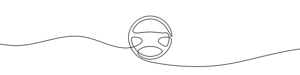 Wall Mural - continuous line drawing of car wheel icon. one line icon of wheel. one line drawing background. vect