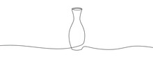 Continuous Line Drawing Of Vase. One Line Drawing Background. Vector Illustration. Linear Drawing Of A Vase