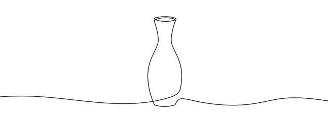 Wall Mural - continuous line drawing of vase. one line drawing background. vector illustration. linear drawing of