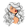 fashion sketch of woman with wavy hair