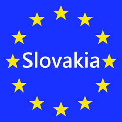 Wall Mural - flag of european union with slovakia. eu flag. country border sign of the of slovakia. vector illust