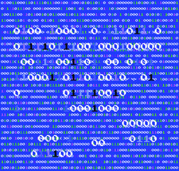 Aufkleber - Blue screen with a binary code. Vector illustration for a programming related themes.
