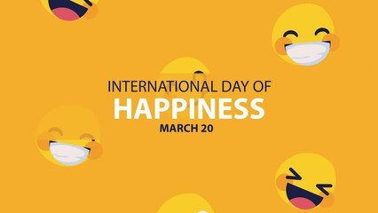 Wall Mural - world happiness day lettering animation