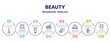 beauty concept infographic design template. included eyeliner bottle, hairdress, sun protection, soup, watching, consultation, gene, hipster beard icons and 8 option or steps.