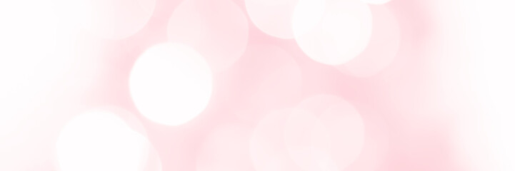 Wall Mural - Pink sparkling glitter bokeh background, banner texture. Abstract defocused lights header. Wide screen wallpaper. Panoramic web banner with copy space for design
