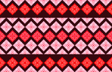 Geometric Ethnic Pattern Seamless Flower Color Red. Design For Fabric, Curtain, Background, Carpet, Wallpaper, Clothing, Wrapping, Batik, Fabric,Vector Illustration