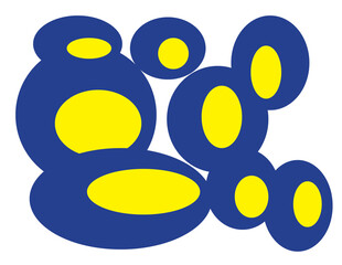 Blue and Yellow circles 
Olives 
shapes 