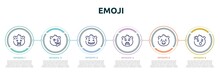 Emoji Concept Infographic Design Template. Included Muted Emoji, Suspicious Emoji, Stress Scared Yelling Exhausted Icons And 6 Option Or Steps.