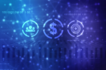 Wall Mural - 2D Digital Abstract Business Networking background
