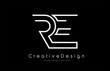 RE R E Letter Logo Design in White Colors.