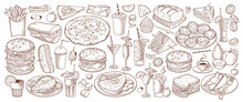 Vector Set With Food And Drink Hand Drawn