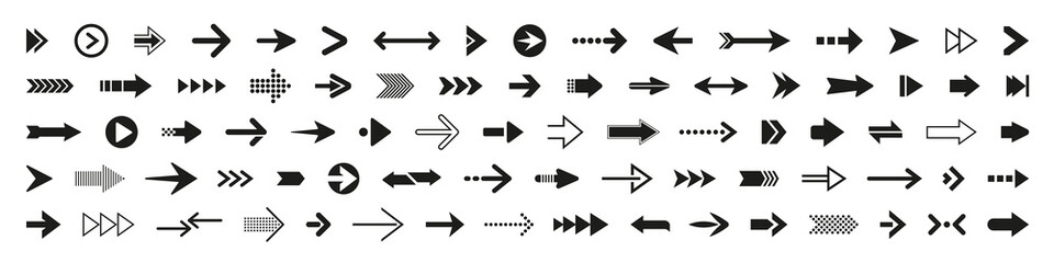 Arrow icon set. Arrow. Cursor. Collection different arrows sign. Black vector arrows icons. Modern simple arrows