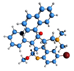 Canvas Print -  3D image of Bedaquiline skeletal formula - molecular chemical structure of  tuberculosis medication isolated on white background