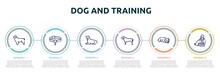 Dog And Training Concept Infographic Design Template. Included Newfoundland, Pet Collar, Null, Mastiff, Dog Sleeping, Null Icons And 6 Option Or Steps.