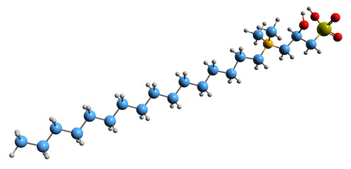 Wall Mural - 3D image of Cetyl Hydroxysultaine skeletal formula - molecular chemical structure of  isolated on white background
