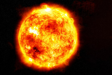 the sun from space on a dark background. elements of this image furnished by nasa