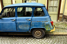 Blue Renault 4, Street Scene, Honfleur, Normandy, France, Europe