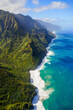 © Alexandre ROSA - Aerial view of the dramatic ridges of the Na Pali coast, looming over the Pacific Ocean on the northwestern side of Kauai island in Hawaii