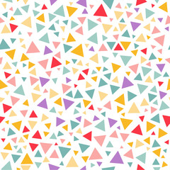Poster - Vibrant Colorful Random Colored Geometric Seamless Pattern. Vector Background with Triangles. Graphic Textured Puzzle Art