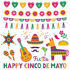 Poster - Cinco de Mayo, vector design elements set