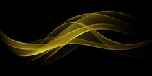 Abstract Fractal Golden Brown Wave On Black Background For Design