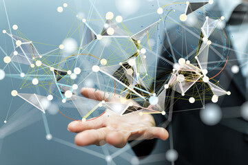 neural network 3d illustration. big data and cybersecurity