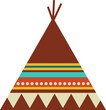 Traditional Indian Wigwam / Native American Tepee- Flat Illustration