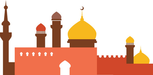 Muslim City Landscape Flat Illustration