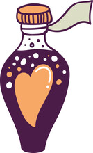 Hand Drawn Love Potion Bottle Halloween Or Valentines Illustration