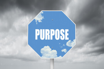 positive purpose sign on a stormy background.