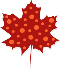 Wall Mural - dark red big maple leaf dots illustration