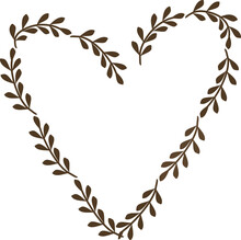 Brown Leaves Branches Heart Illustration