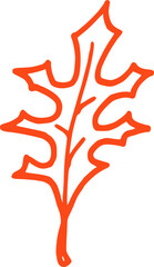 Wall Mural - Red Line Sharp Oak Leaf Illustration