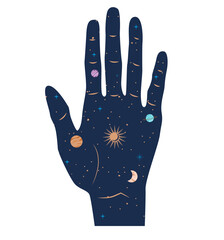 space inside the human hand illustration