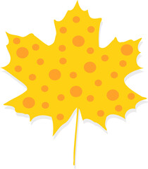 Wall Mural - Yellow Big Maple Leaf Dots Illustration