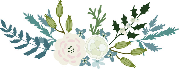 white rose flowers garland 2 illustration