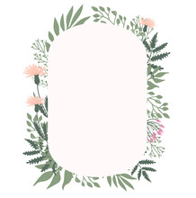 Spring Wreath With Flowers And Leaves Frame