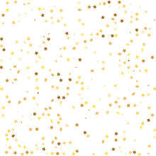 Star Sequin Confetti Frame. Gold Glitter. Falling Particles On Floor. Isolated Flat Birthday Card. Golden Stars Banner. Christmas Party Frame. Voucher Gift Card Template.