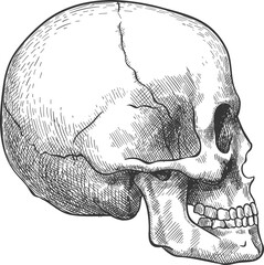 Hand drawn anatomical human skull