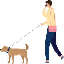 Woman Walking With Dog